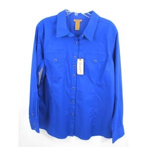Wrangler Mens Blue Western Snap Shirt XXL Long Sleeve Cowboy Rodeo 10LW1011B